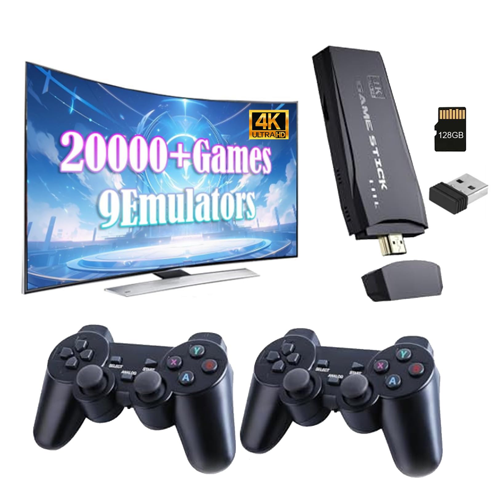Wireless Retro Game Console Stick 4K，Retro Game Stick