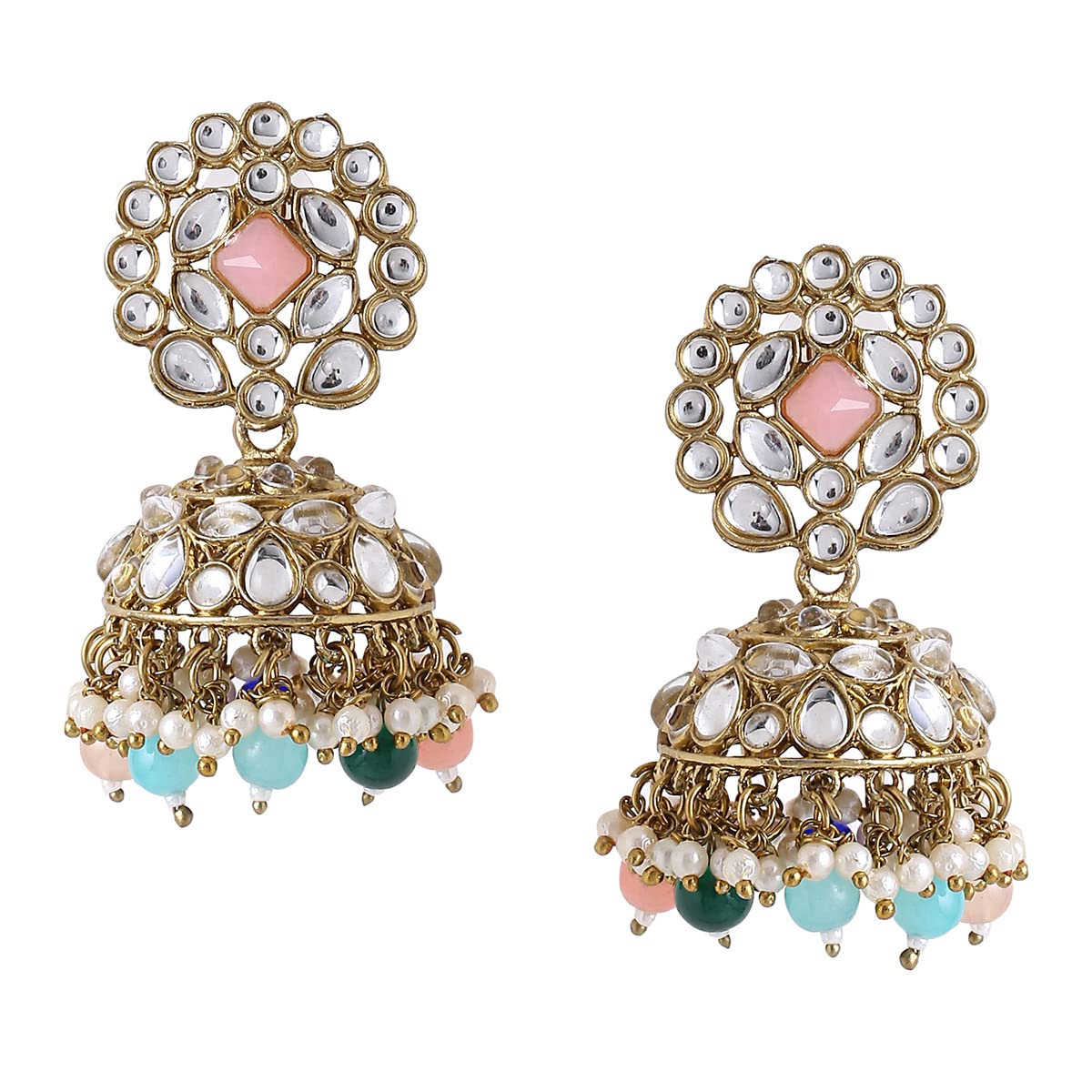 Yellow Chimes Earrings for Women Gold Toned Kundan Studded Traditional Jhumka Earrings for Women and Girls (B0BDS1F4WR) Amazon Price History, Amazon Price Tracker