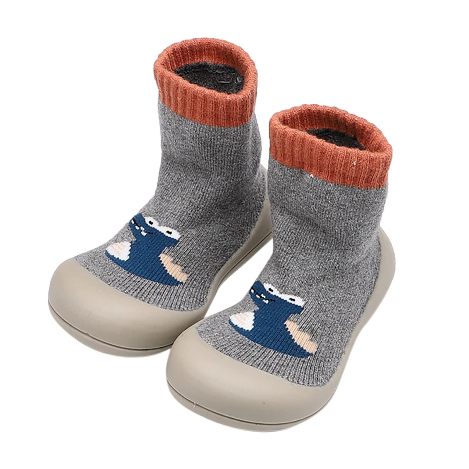 Baby Toddler Sock Shoes Infant Soft Rubber Sole First Walking Shoes First Walker Rubber Sole Floor Slippers Shoes Soft Sole Baby Shoes Grey