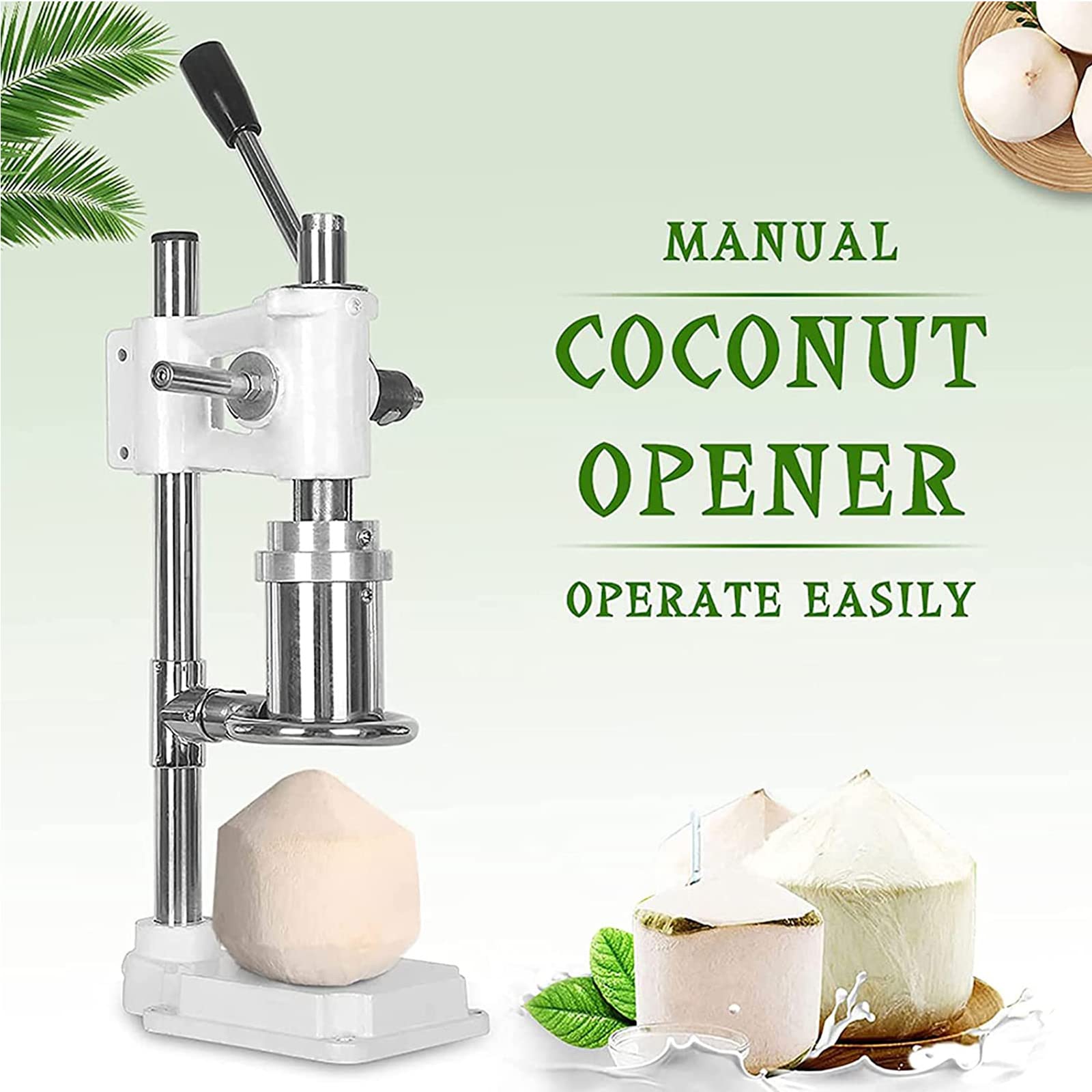 Abridor de coco vertical – Herramienta manual de acero inoxidable para tiendas y mercados de frutas – Abre cocos sin esfuerzo con, herramienta de perforación de agujeros de Fruit Shop