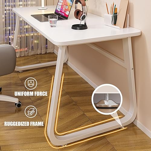 Miniatura 31 de Escritorio moderno de 31.5 pulgadas, mesa de computadora de estilo simple, escritorio de oficina industrial, mesa de oficina natural