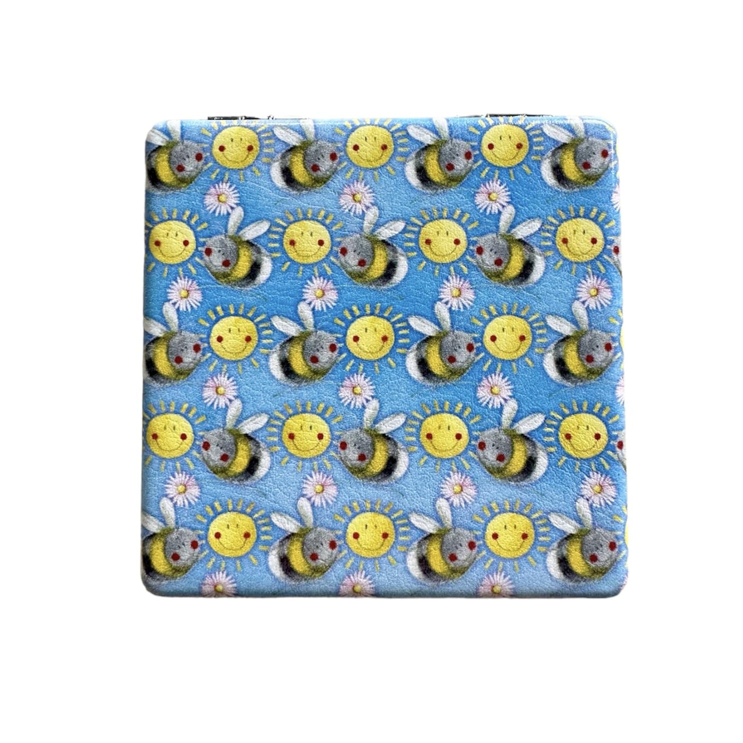 Alex Clark Sunshine Bees Compact Mirror - animal gifts - Beauty handheld travel mirror - Blue - magnifying make up mirror