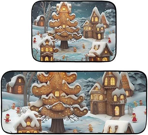 Christmas Tree Kitchen Mat Set of 2, Non-Slip Kitchen Rug for Floor, Waterproof Sink Carpet for Home, Office, Laundry 20848428