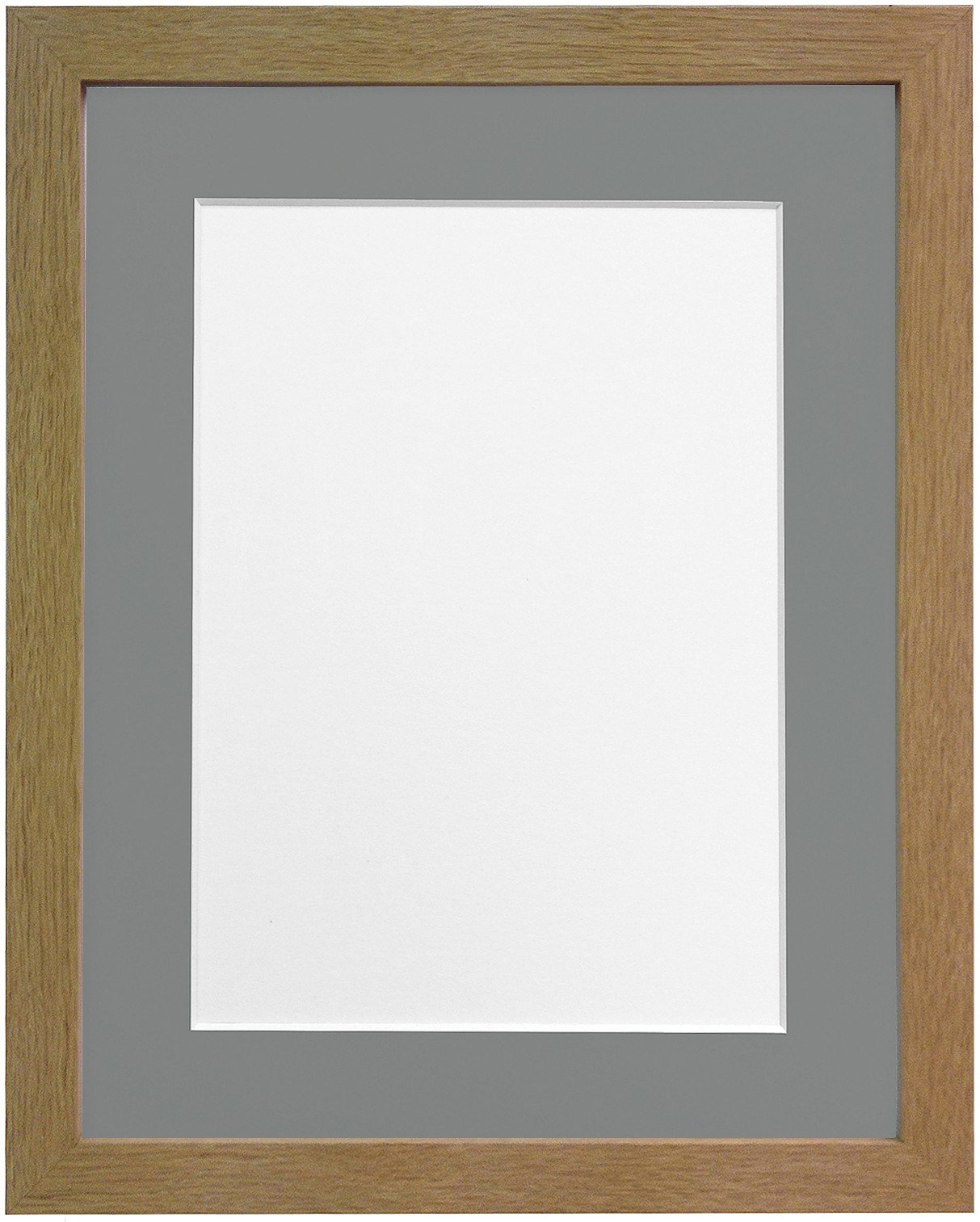 FRAMES BY POST 25mm wide H7 Oak Picture Photo Frame with Dark Grey Mount A3 Image Size A4