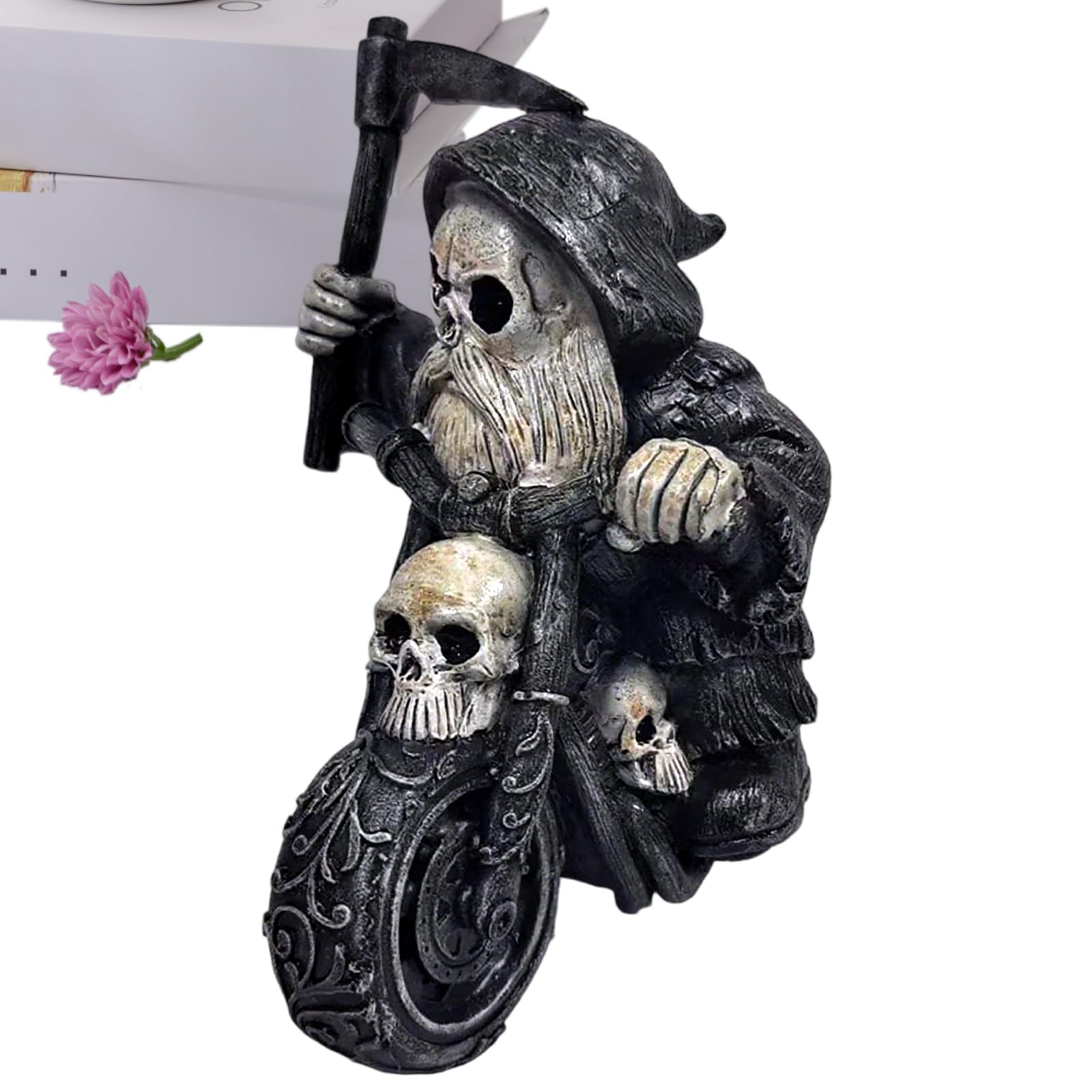Statue de faucheuse en résine : sculpture de motocycliste d'exception
