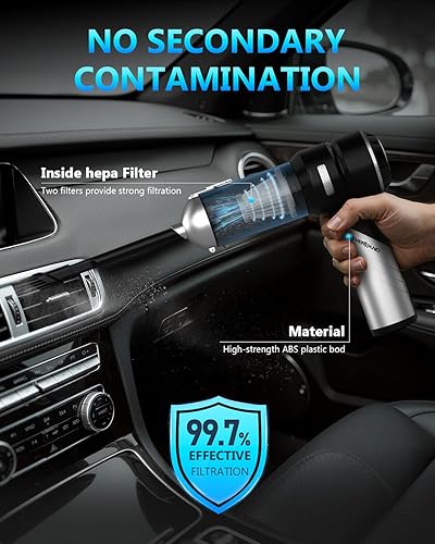 Miniatura 7 de NEVERLAND Aspiradora de mano inalámbrica para automóvil, 15000 PA de alta potencia 4 en 1, kit portátil de detalles pequeños, aspiradora de mano