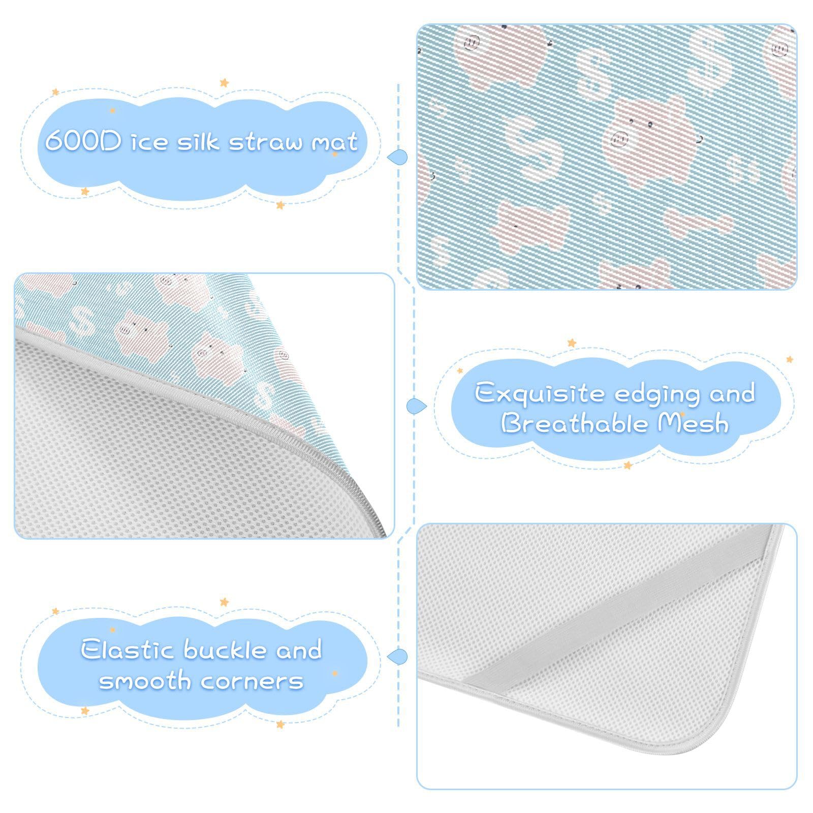 Surmatelas rafraîchissant pour bébé 71,1 x 132,1 cm, coussinets lavables pour bébé et enfant