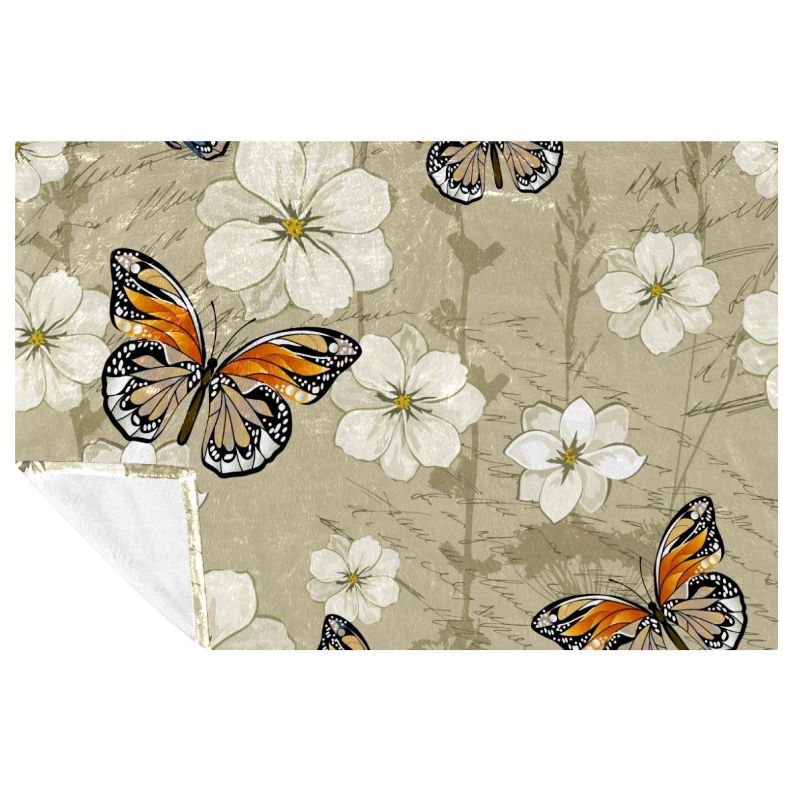 Jeté de lit anti-froid couverture douce fleurs blanches