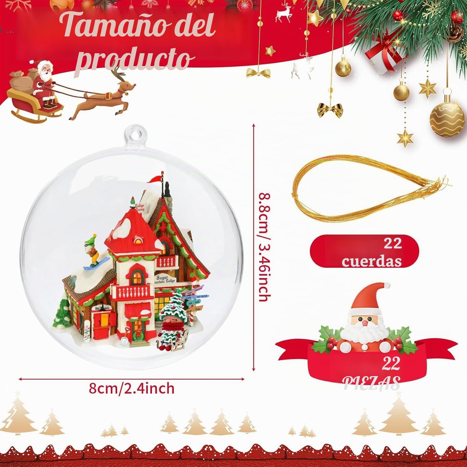 CIRULLI 22 Bolas Transparente acrílicas de árbol de Navidad, Colgantes Adecuadas para decoración del hogar(8CM)