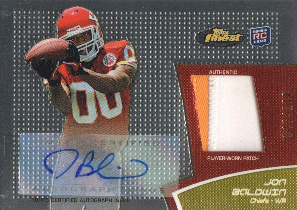 2011 Topps Finest Football Rookie Patch #RAP-JB Jon Baldwin /100 AUTO JRSY