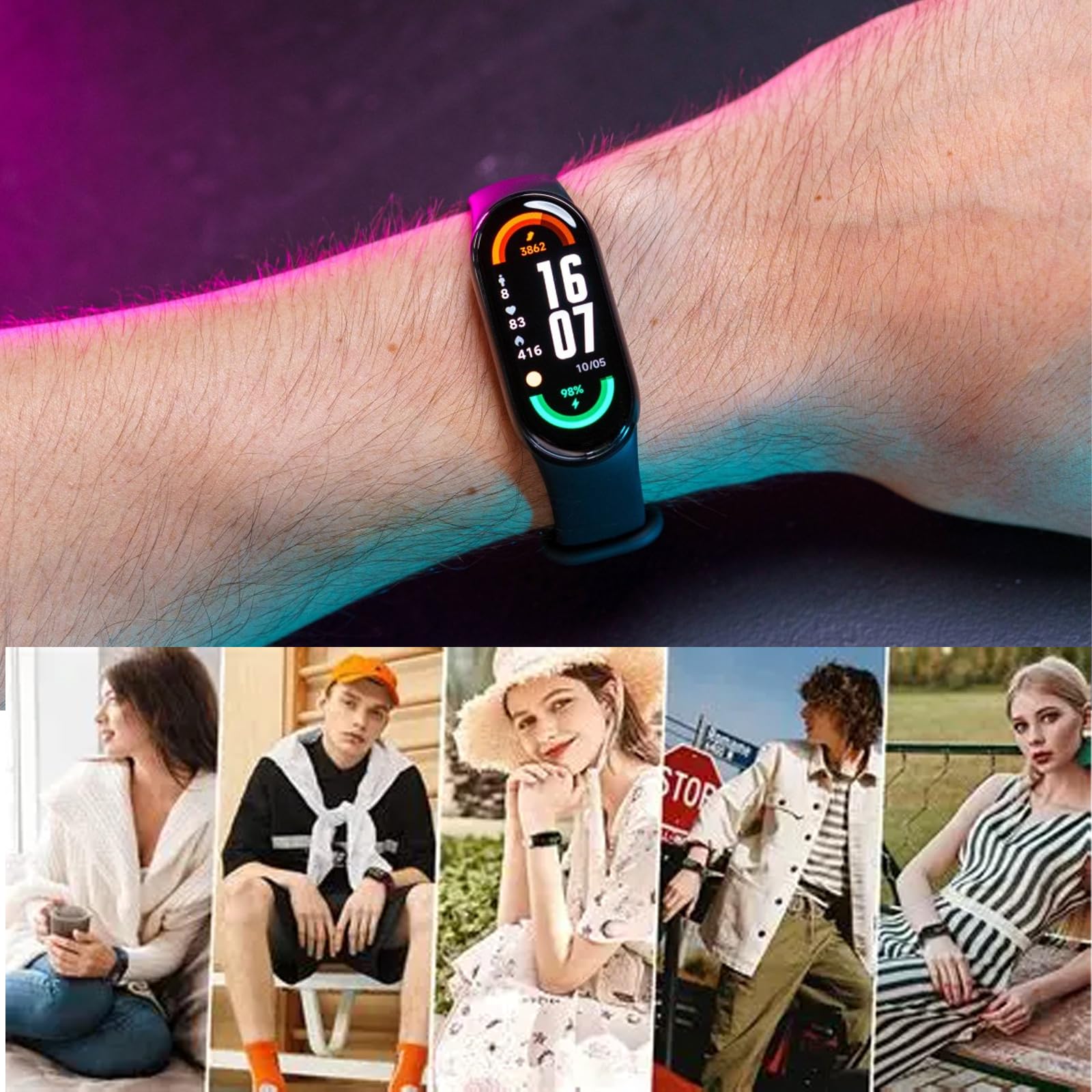 3 Pezzi Cinturino in Nylon Compatibile con Xiaomi Smart Band 9/Xiaomi Smart Band 8, Cinturino Solo per Xiaomi Mi Band 8/9, Morbido Cinturini per Donna Uomo