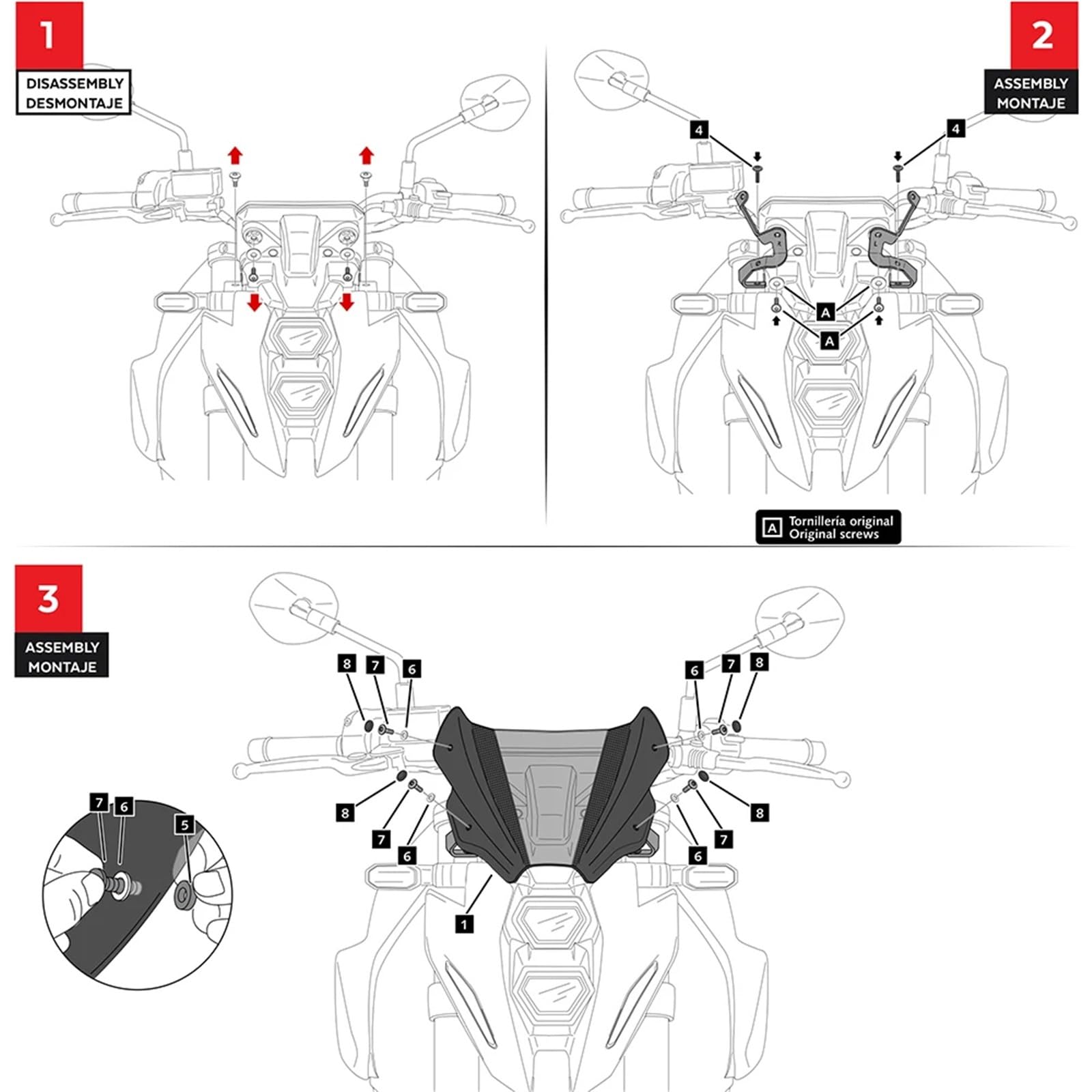 Deflector de Parabrisas para Suzuki para GSX-8S para GSX8S 2023 2024 Accesorios de Motocicleta Sports Touring Visera Deflector de Parabrisas Deflector cupula Moto(Black)