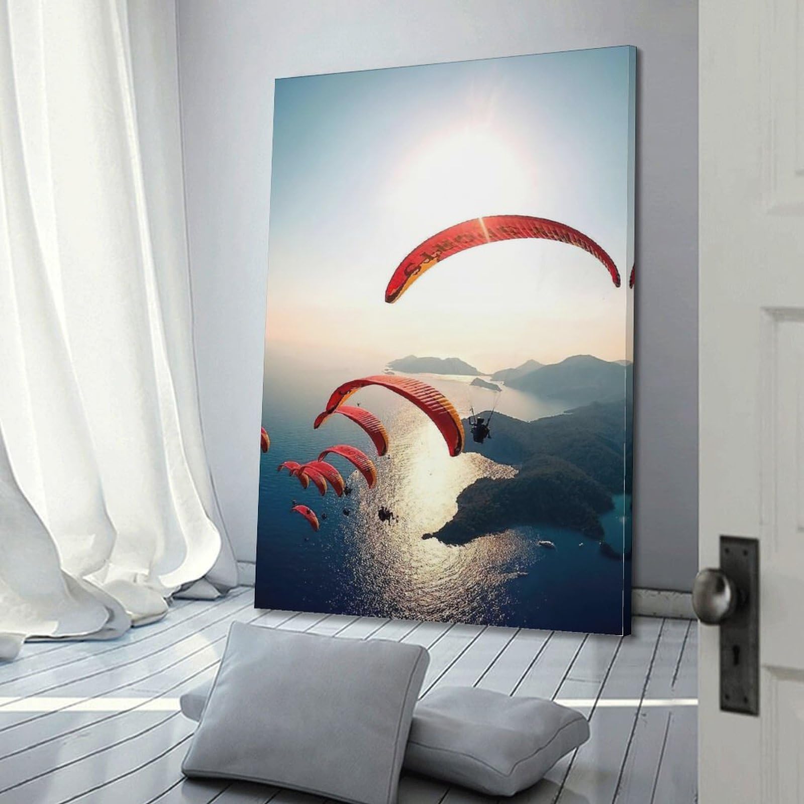 YCGYMX Poster sportivo su tela, motivo: foto aerea della squadra in parapendio, poster decorativo da parete e stampa artistica moderna, poster decorativo per la camera da letto (50 x 75 cm)