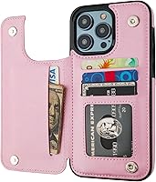 Vista 13 de ONETOP - Funda compatible con iPhone 15 Pro Max con soporte para tarjetas, funda de piel sintética con ranuras para tarjetas, doble cierre magnético