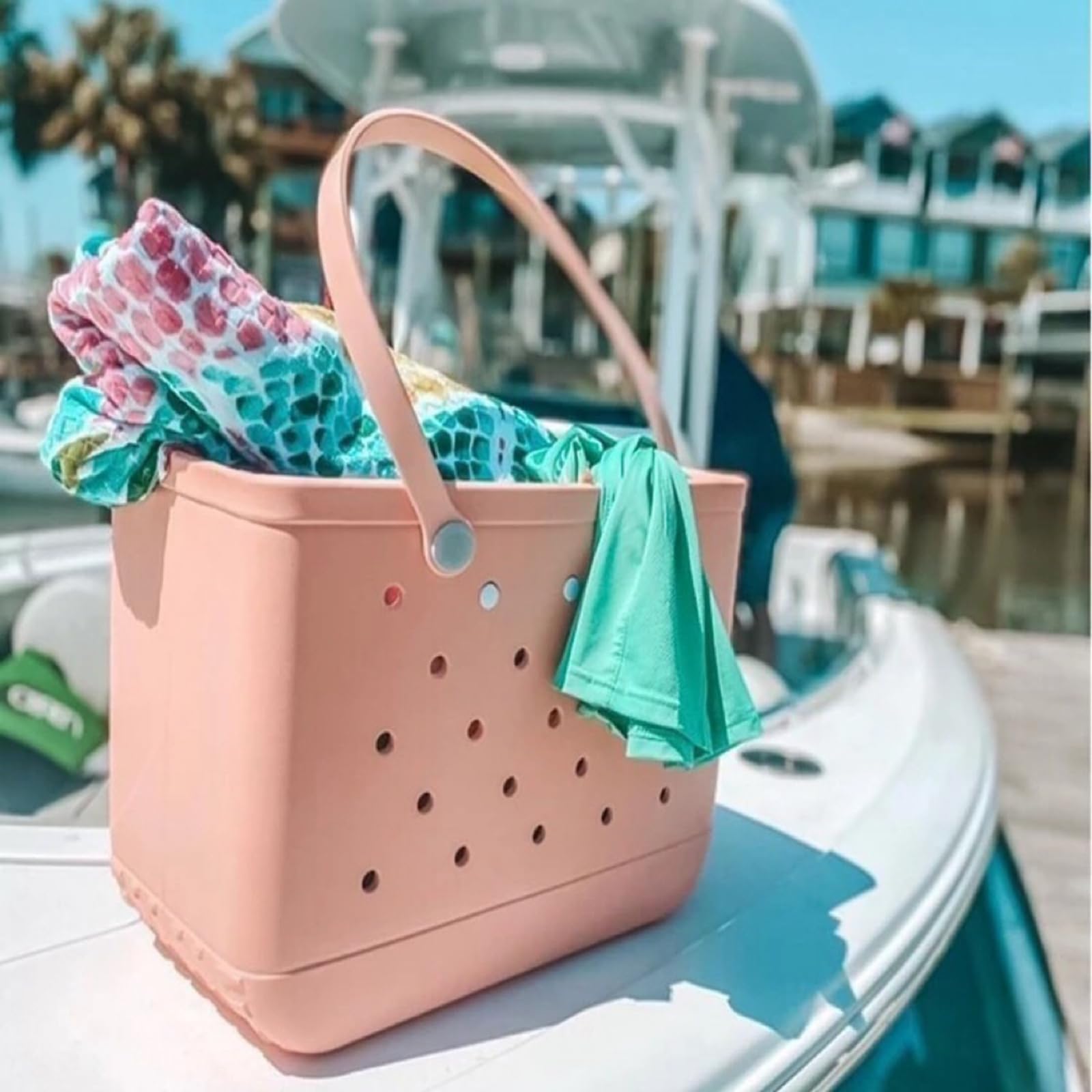 ELDTEC Borsa da spiaggia in gomma, impermeabile, lavabile, borsa da donna in gomma, borsa sportiva per spiaggia, barca, piscina, lavoro, scuola, sport, palestra