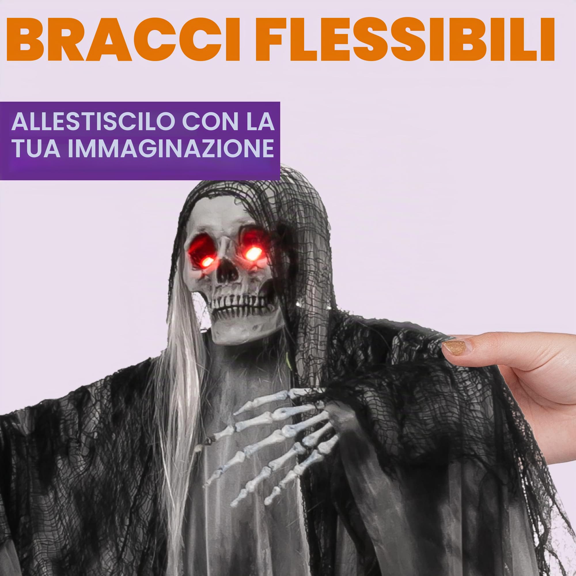 OYIN - Decorazioni animate da appendere per Halloween con occhi luminosi e suoni raccapriccianti, decorazioni per Halloween con scheletro fantasma decorazioni per casa infestata,