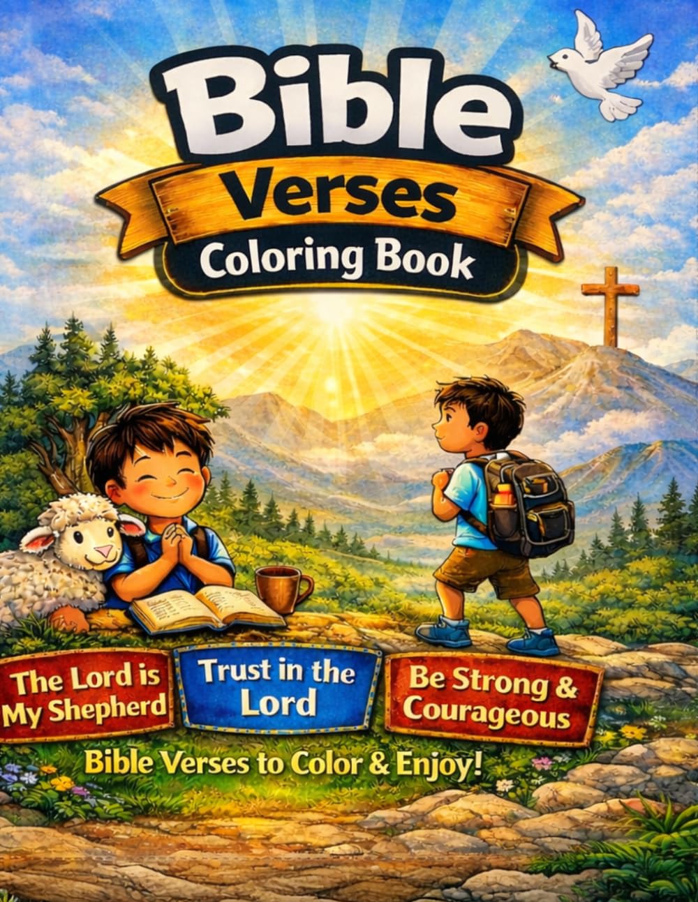 Bible Verses Coloring Book for Kids Ages 4–8: Fun & Inspiring Christian Coloring Pages to Build Faith and Confidence: Easy Scripture Coloring Pages That Teach Faith, Courage & Gratitude