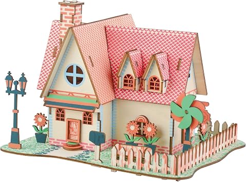 Log Cabin Mini House 3D Wooden Puzzle Building Kit for Adults Teens | Laser-cut eco wood decor gift for teens & adults 14+, mostly glue-free assembly house building craft