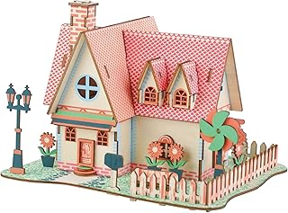 Wooden 3D Puzzles for Adults Log Cabin DIY Wood Miniature House Building Model Kits for Teens Little House 3D Assembly Puzzle Toys (Sunflower Manor)