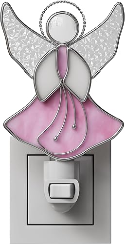 Miniatura 9 de KUNDGLA Luz nocturna de ángel rosa volador, luces nocturnas de vidrieras enchufables a la pared, luz nocturna con enchufe brillante, regalo para