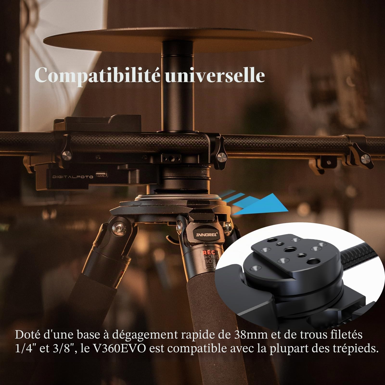 DF DIGITALFOTO Cabine photo motorisée à 360°, 2ème génération, montage sur trépied, plateforme rotative pour photographie de bijoux/parfum, Bullet-Time, V360EVO