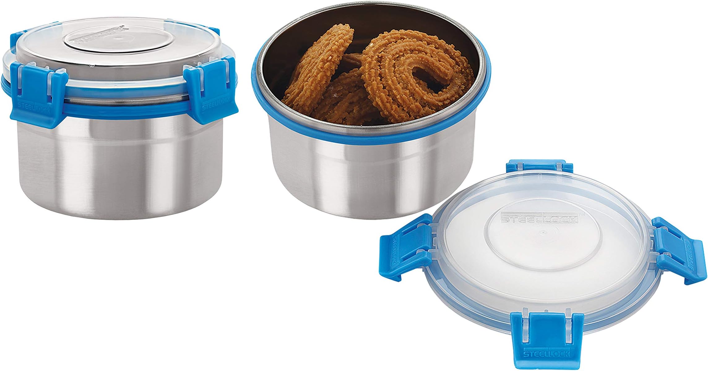 Stainless Steel Container - 500 ml, 2 Pieces, Blue