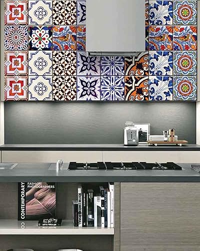 Miniatura 3 de Mi Alma Calcomanías para azulejos, juego de 24 piezas, auténticas calcomanías tradicionales de azulejos de Talavera, calcomanías para azulejos de