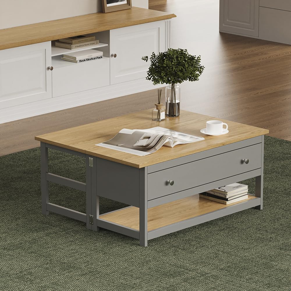 Vicco Couchtisch Vikla, Anthrazit/Eiche, 100 x 40 cm