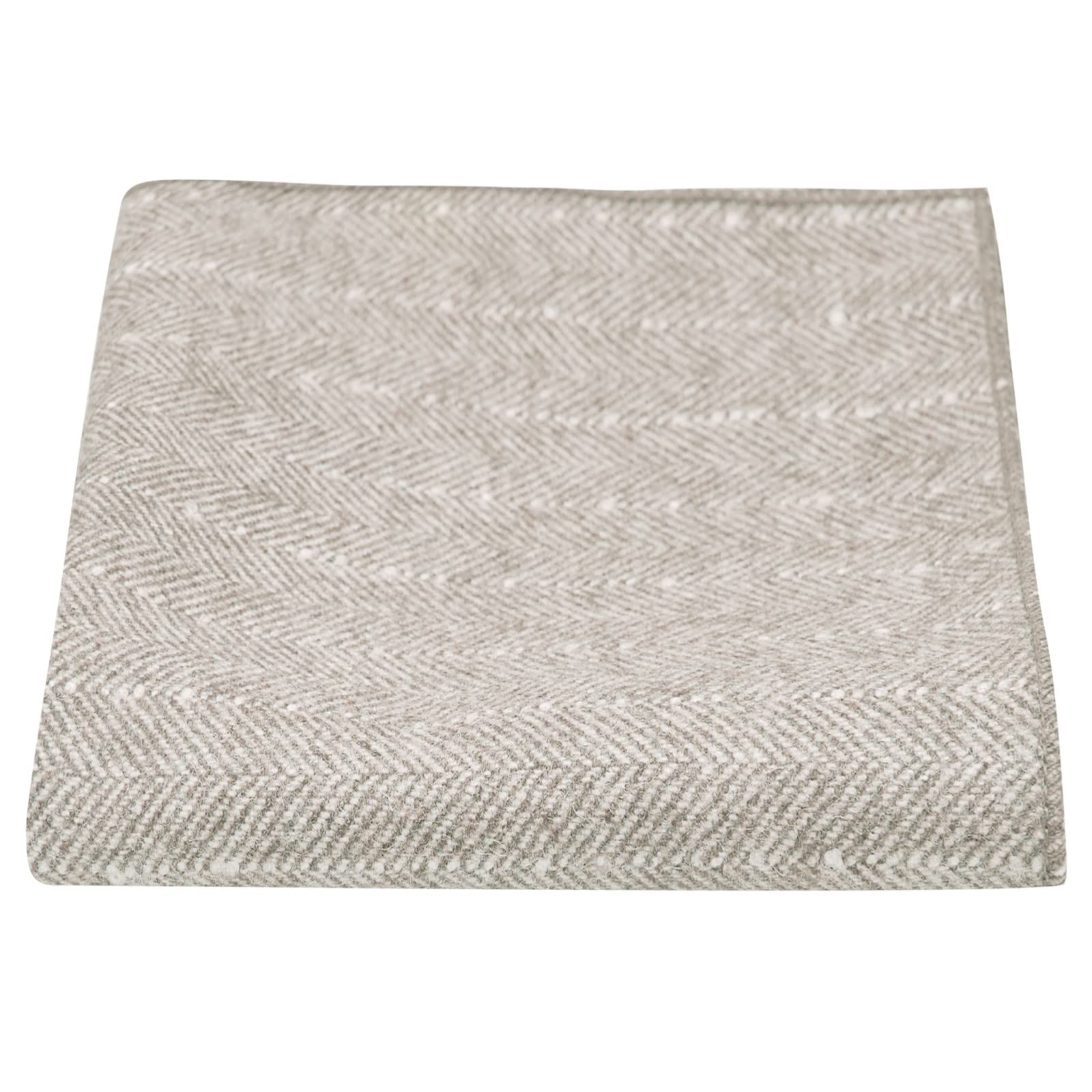 King & Priory Oatmeal Herringbone with Pinstripe Pocket Square, Handkerchief, Beige