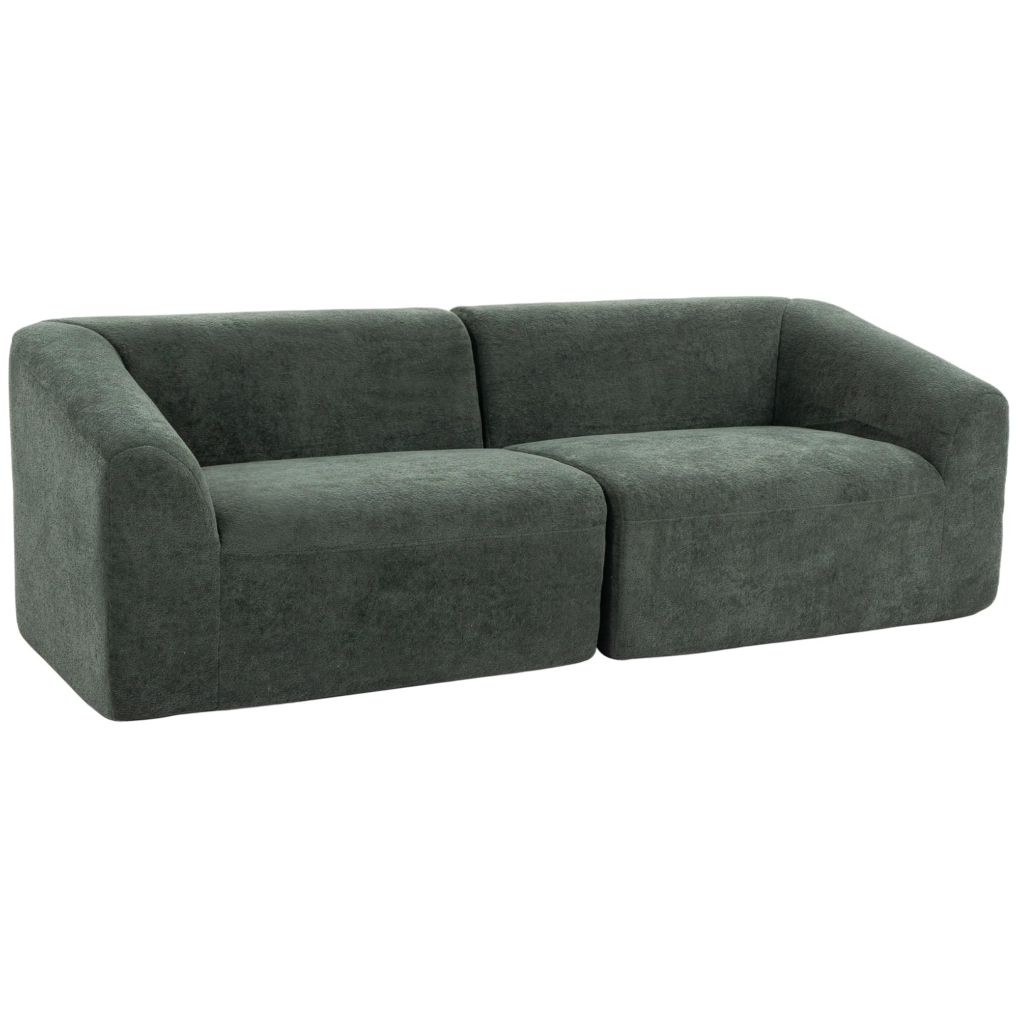 HOMCOM Canapé 3 Places en Chenille 225 cm Moderne Assise Large Vert foncé