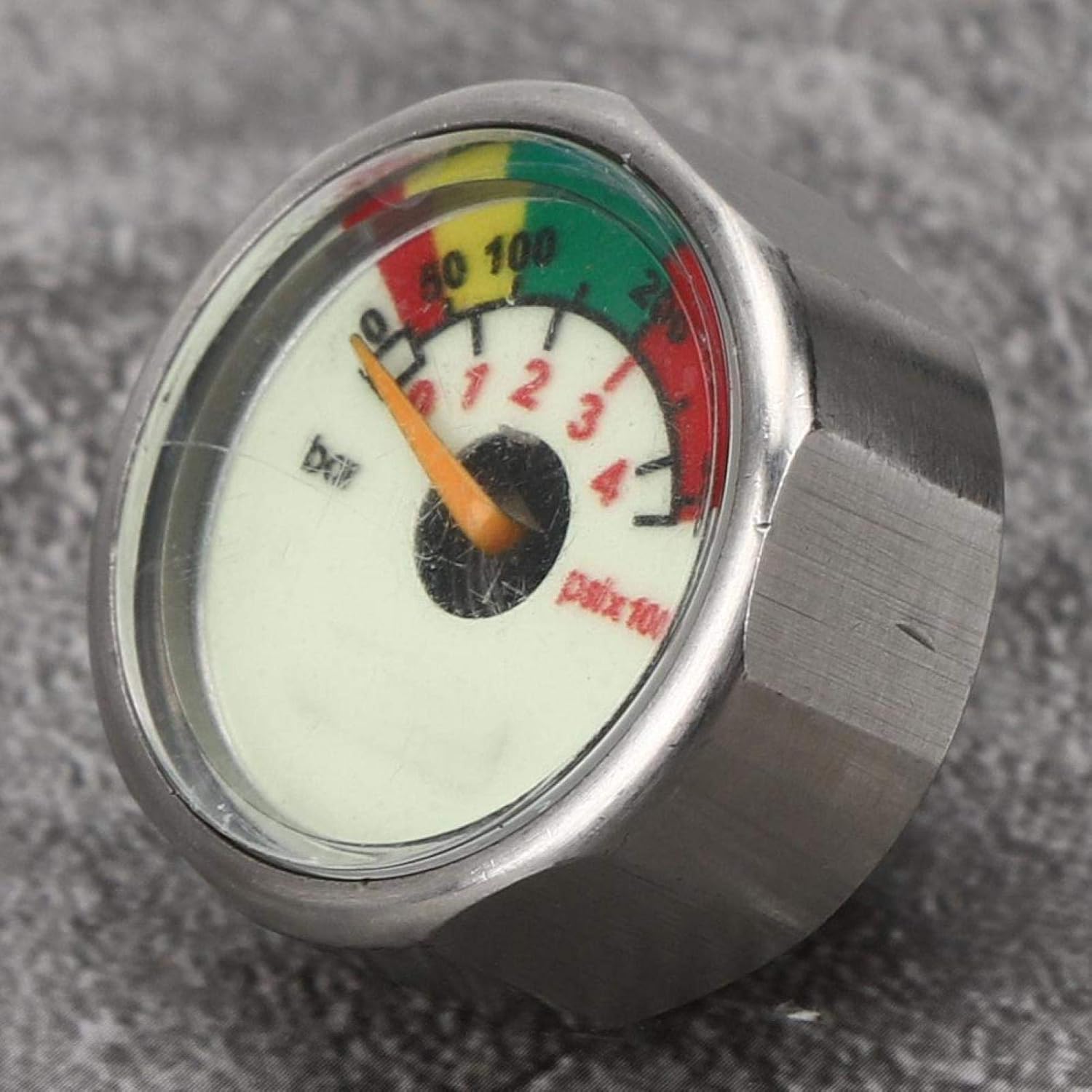 EVTSCAN Scuba Diving Pony Bottle Pressure Gauge with 300BAR, Stainless Steel, M10 Thread for Small Diving Cylinder Scuba Tank Emergency Supply Backup Tank, Waterproof Pressure Gauge