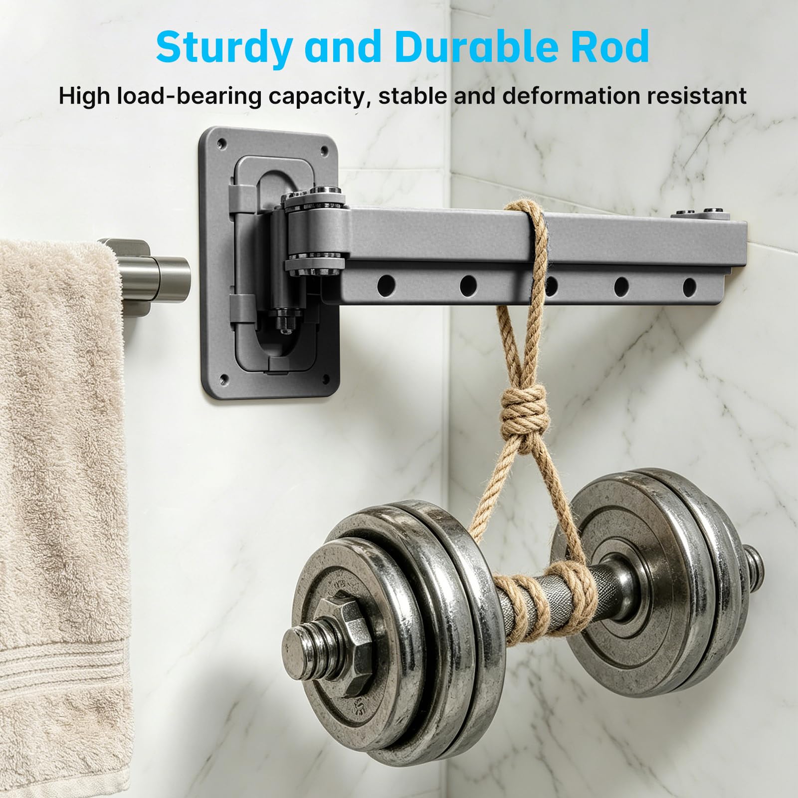 Rideau de douche pliable avec tringle, tringle de douche pliable en 4 sections, t-ringle d'angle murale pour salle de bain,baignoire,vestiaire,pliable et peu encombrante,sans perçage