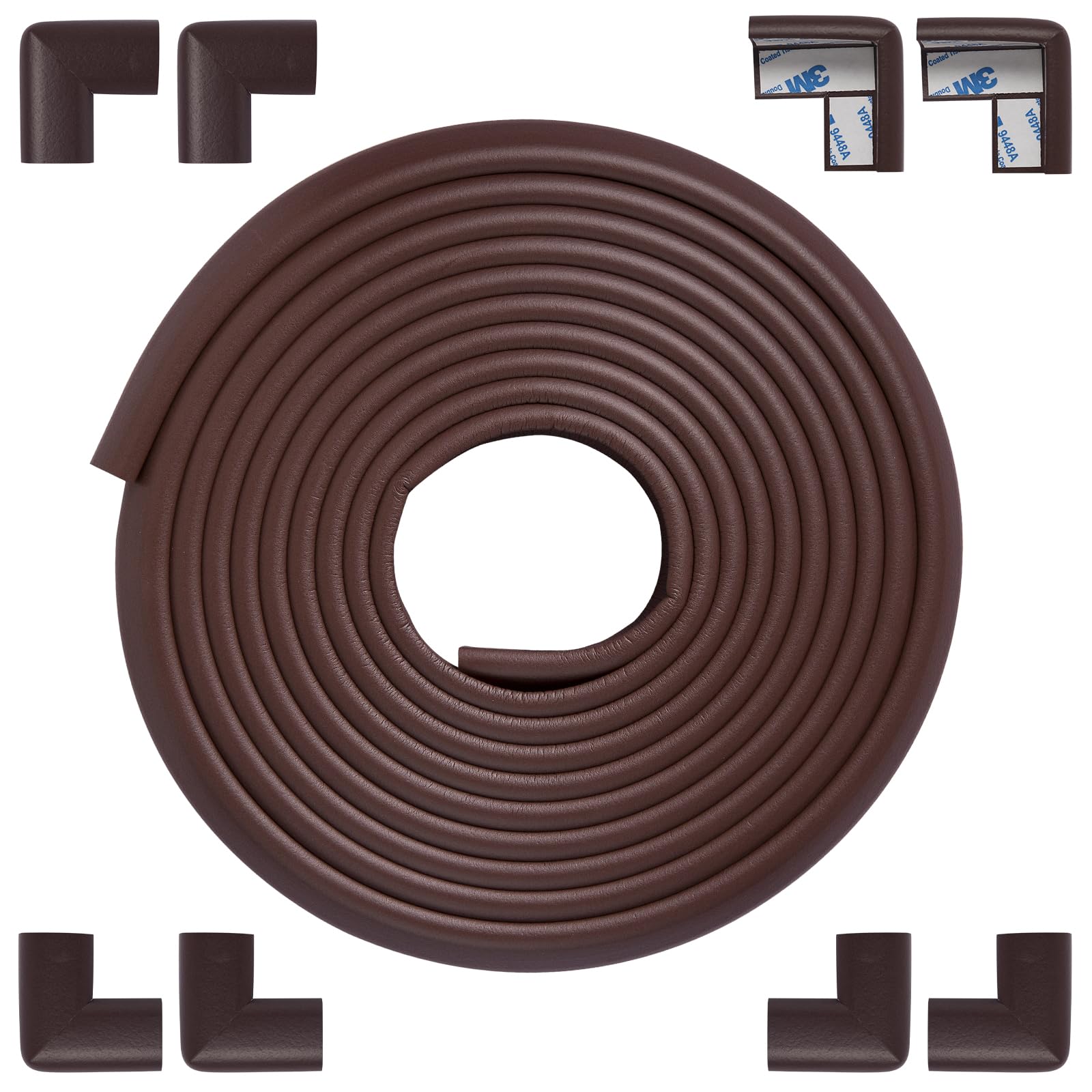 foam corner protector edge and corner guard, with 12.5 feet length foam safety bumpers, baby proofing safety table corner protectors (coffee 12.5ft)