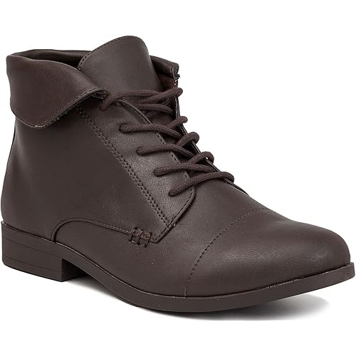 LONDON FOG Crissy Dress Ankle Boot Ladies Lace Up Bootie with Collar