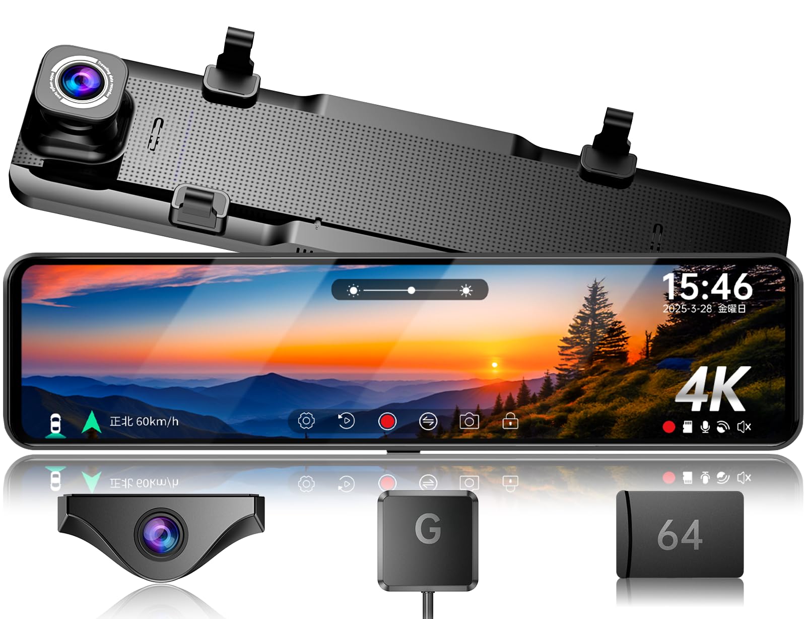 JADOドライブレコーダー　D230 ミラー型　4K Amazon.co.jp: JADO ドライブレコーダー ミラー型 4K 12インチ