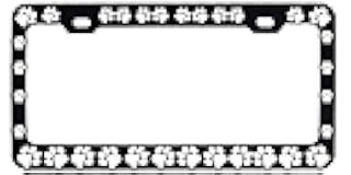 Dog Paws Steel Heavy Duty Black License Plate Frame Car Tag Holder