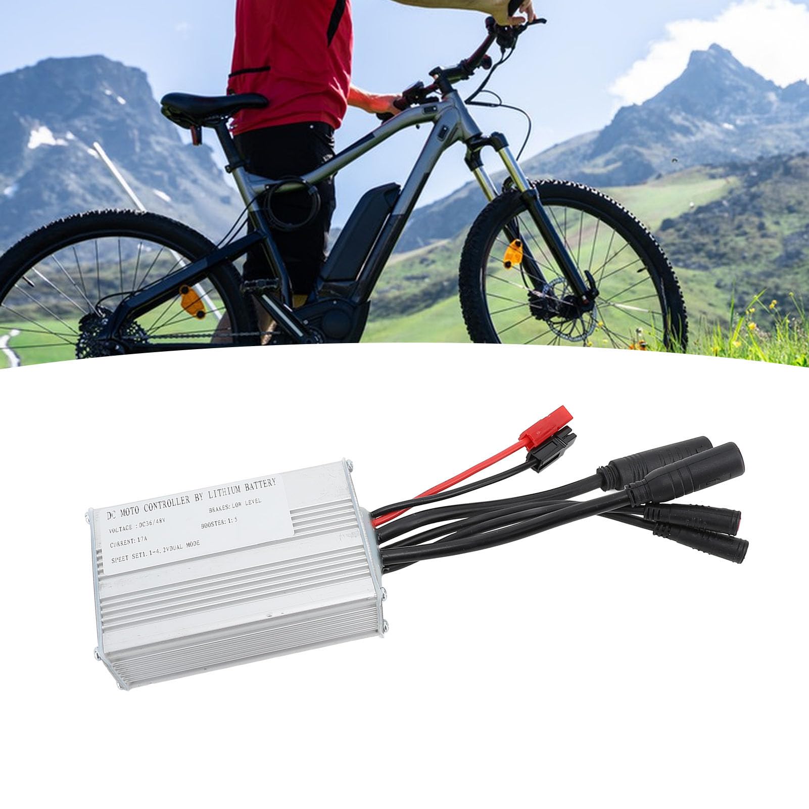 CHICIRIS Controller Brushless per Bici Elettrica 17A, Lega di Alluminio, Materiale in Gomma, Motore da 350 W, Cavo Luce Connettore Impermeabile