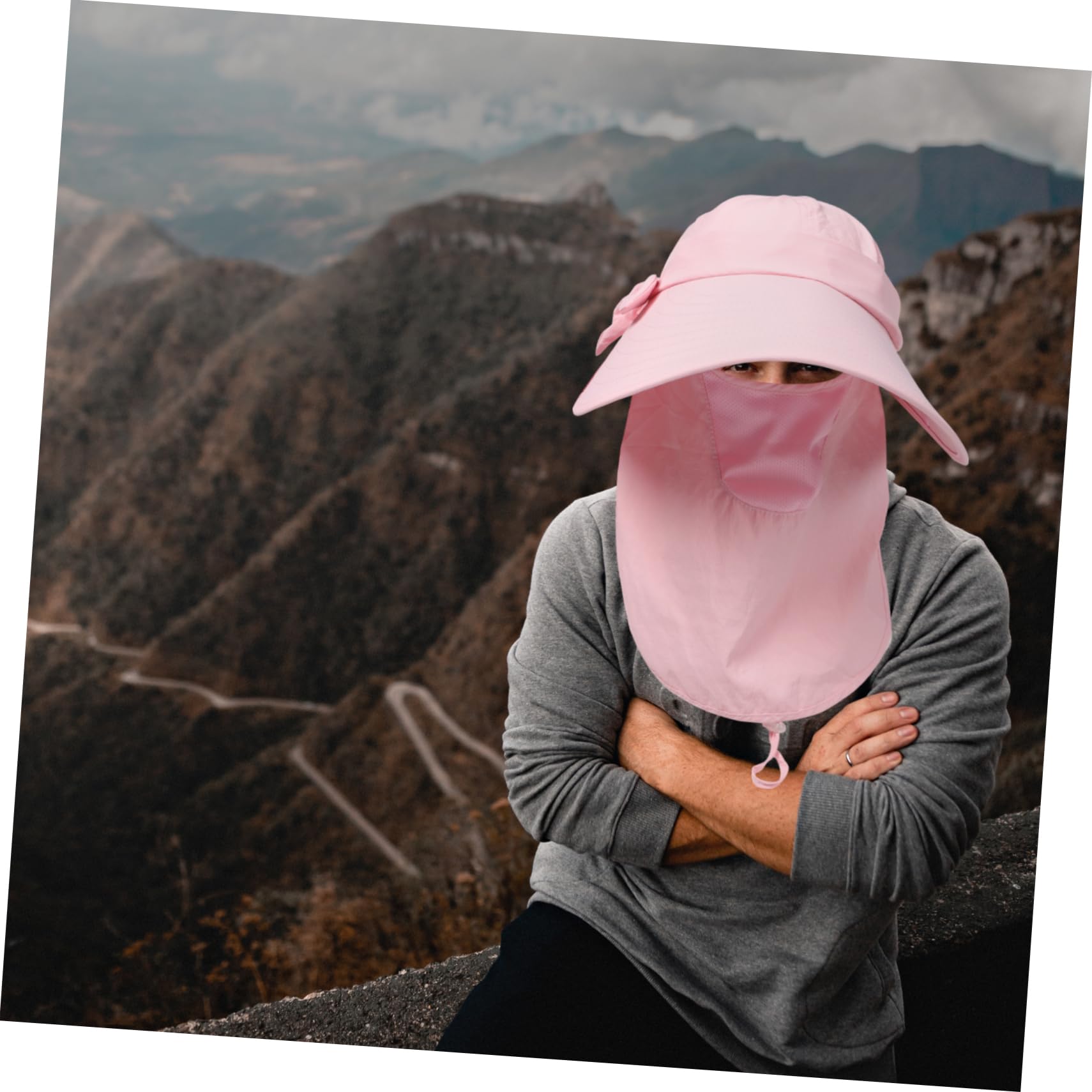 Sombrero para el Sol Aire Gorros para Mujer Sombrero Ancho de Senderismo Tapa Lumin Light Pescador de máscara diseñado con máscara Nylon Rosa
