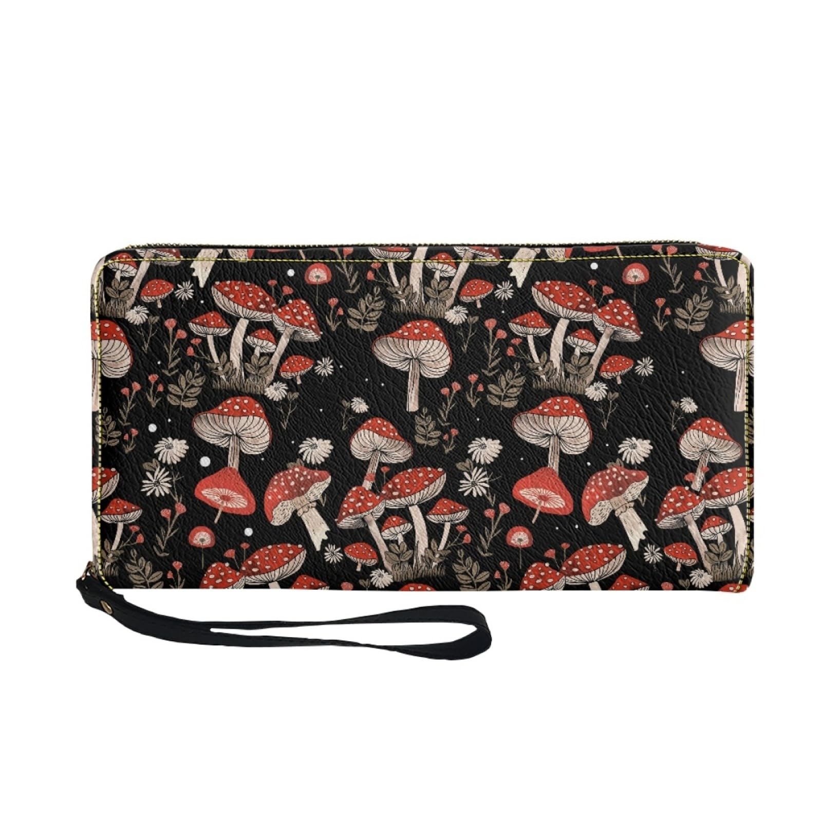 Monedero Mujer Plantas Negras Tarjetero Mujer Monederos Billetera Bolso Carteira Multiple Slots Compartments Cartera Hombre Wallet with Zipper Carteras Grande 11x20cm/3 Pieza