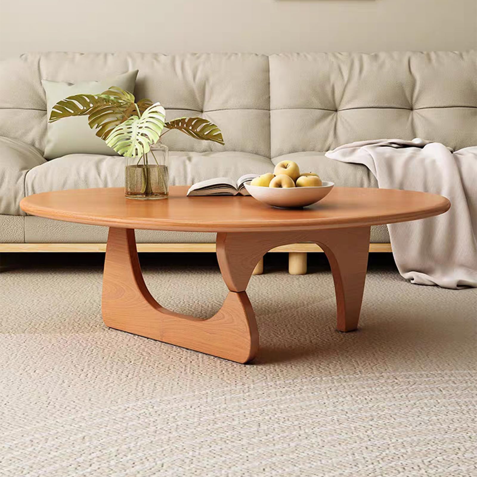 Table Basse Salon en Bois,Tables basses de salon irrégulier, Table Basse chêne,Style Rétro Industriel,Table auxiliaire pour Le Salon,Idéal pour Salon, Chambre, Balcon etc(Cherry wood color)