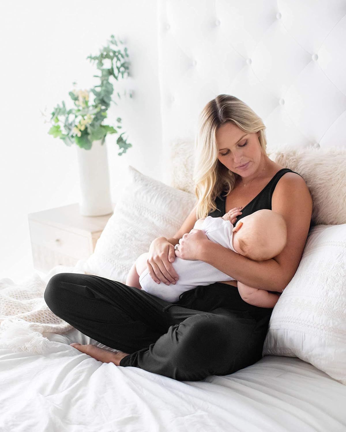 Kindred Bravely Everyday Maternity Joggers (Black, Small) & Emmaline Maternity & Nursing Robe (Black, Small/Medium) Bundle