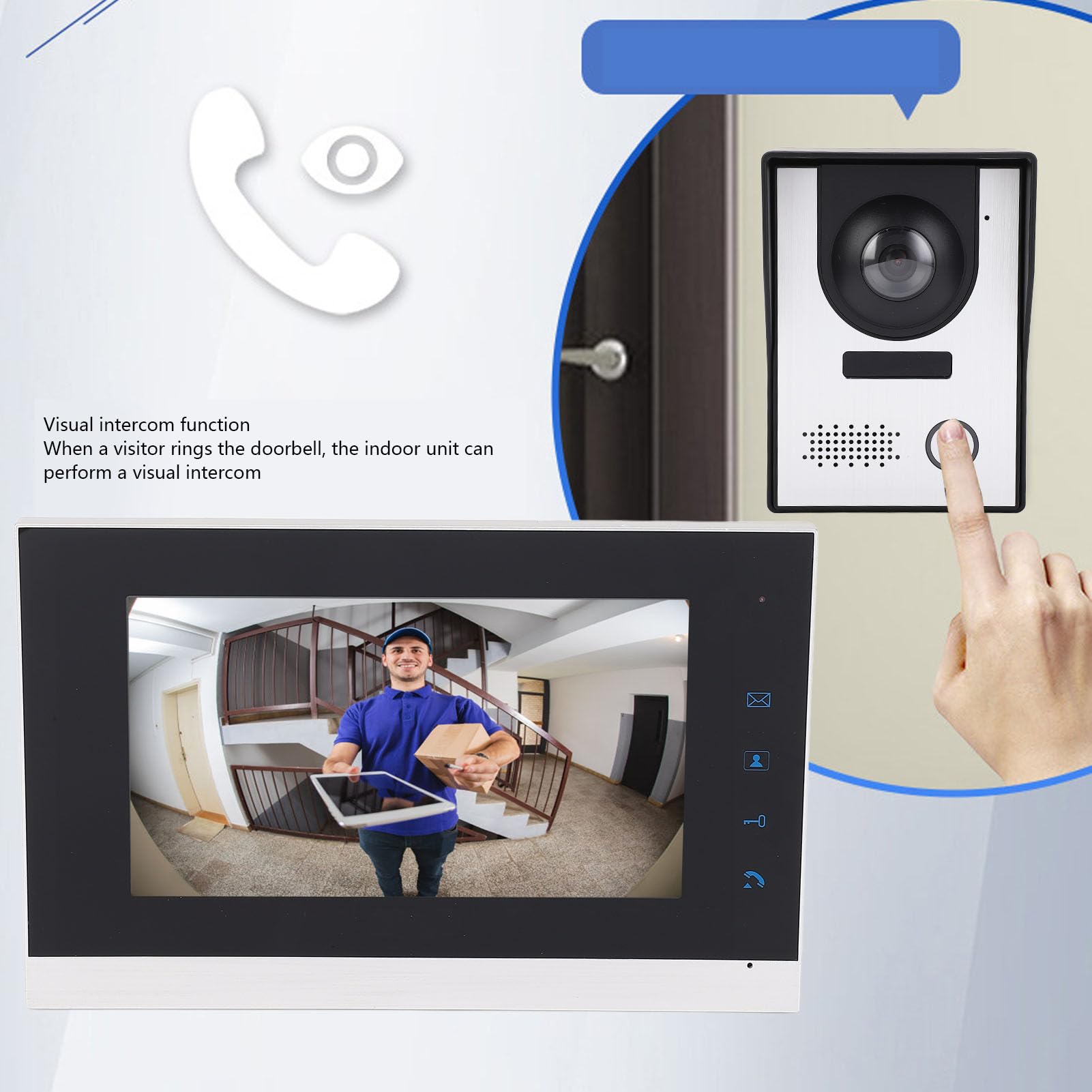 Luocute Videocitofonico Cablato, Schermo LCD a Colori 7 Pollici (Spina UE AC100-240V)