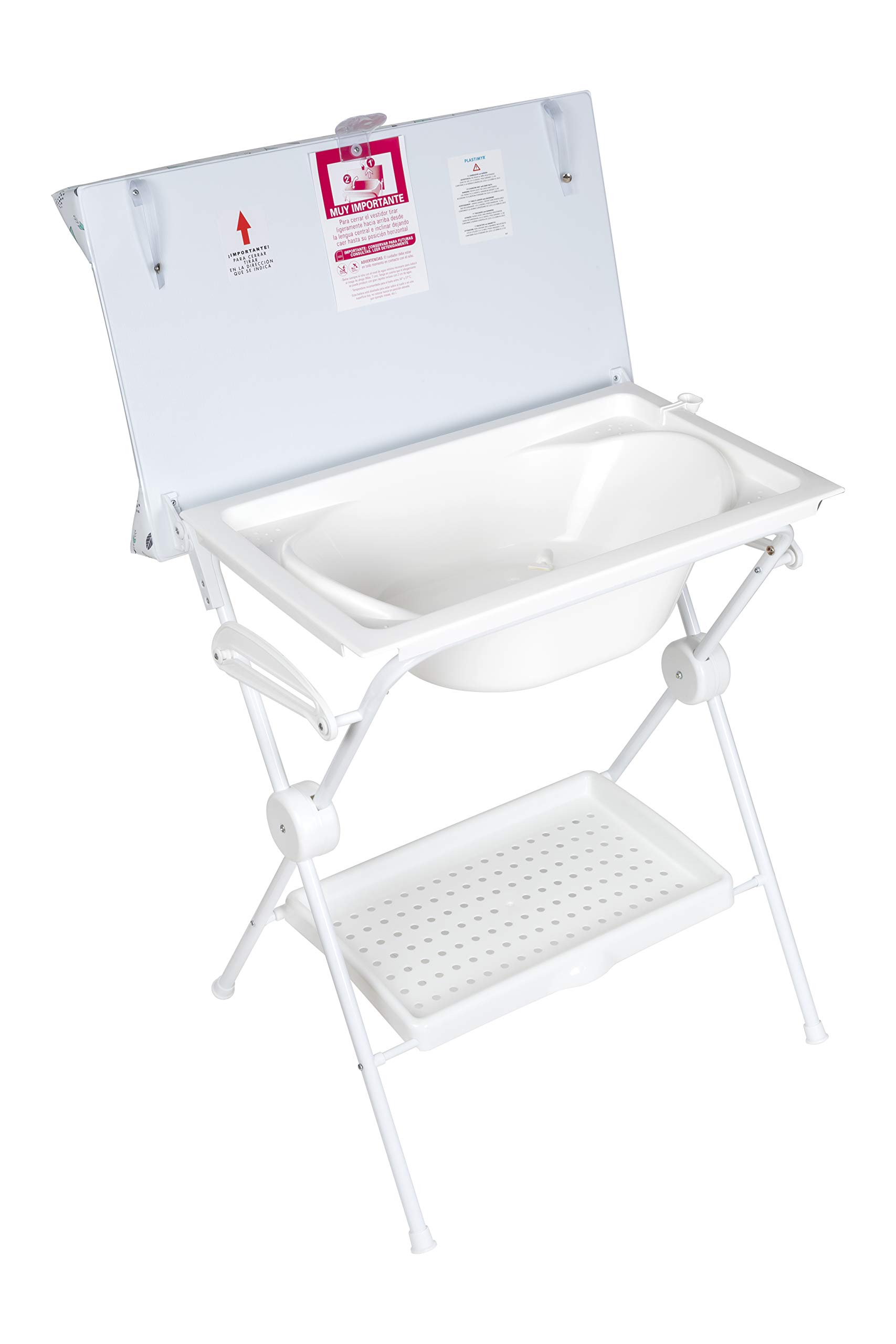 PLASTIMYR LEA | Bañera Cambiador Bebé Plegable de Viaje (Mint) | Con Bandeja Organizadora y Patas Antideslizantes · Segura y Compacta · Ligera y Fácil de Guardar