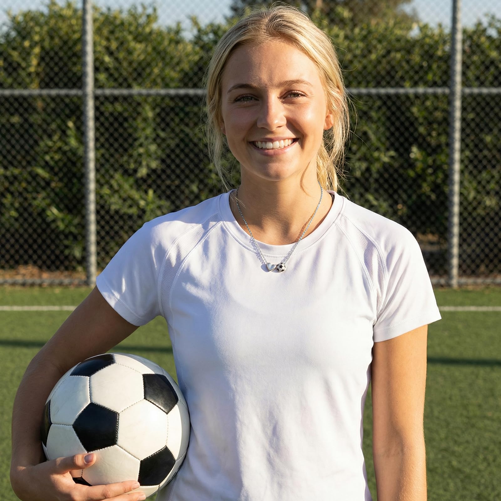 Collana da uomo girocollo da donna, con ciondolo a sfere, per sport, regali di calcio, 41-50 cm, per uomini e ragazzi