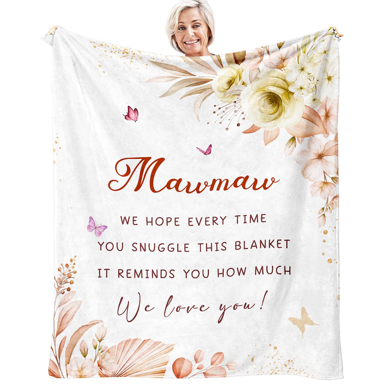 Mawmaw Blanket 60" X 50" - Mawmaw Gifts - Mothers Day Mawmaw Gifts - Birthday Gifts for Mawmaw - Best Maw Maw Ever Gift from Grandkids/Grandchildren