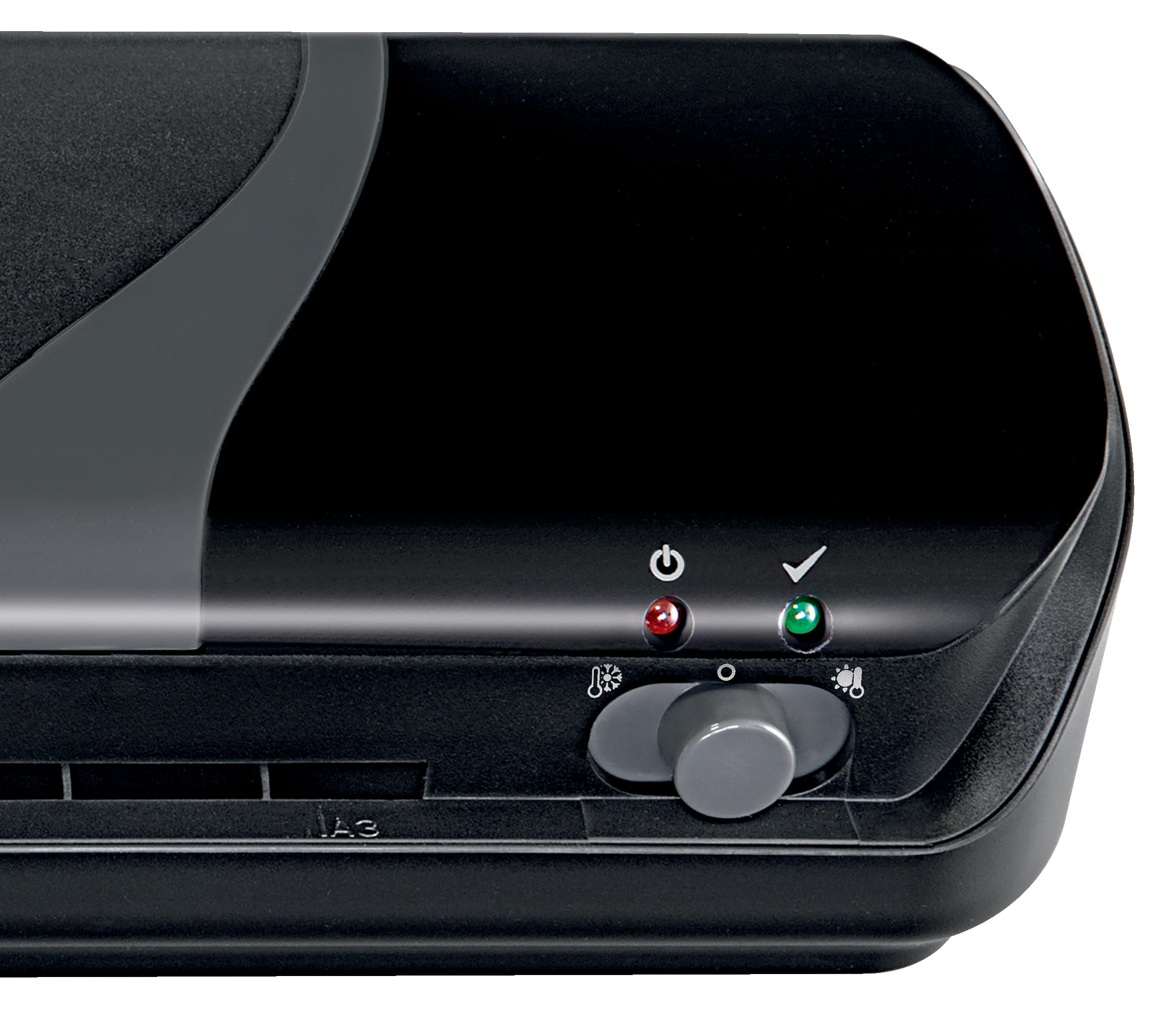 GBC 4402076EU - Plastificadora Inspire+ A3 Compacta, Calentamiento en 4 Minutos, Modo Frío para Materiales Sensibles, Compatible con Fundas de 75-125 Micras, Incluye 5 Bolsas de Inicio, Color Negro