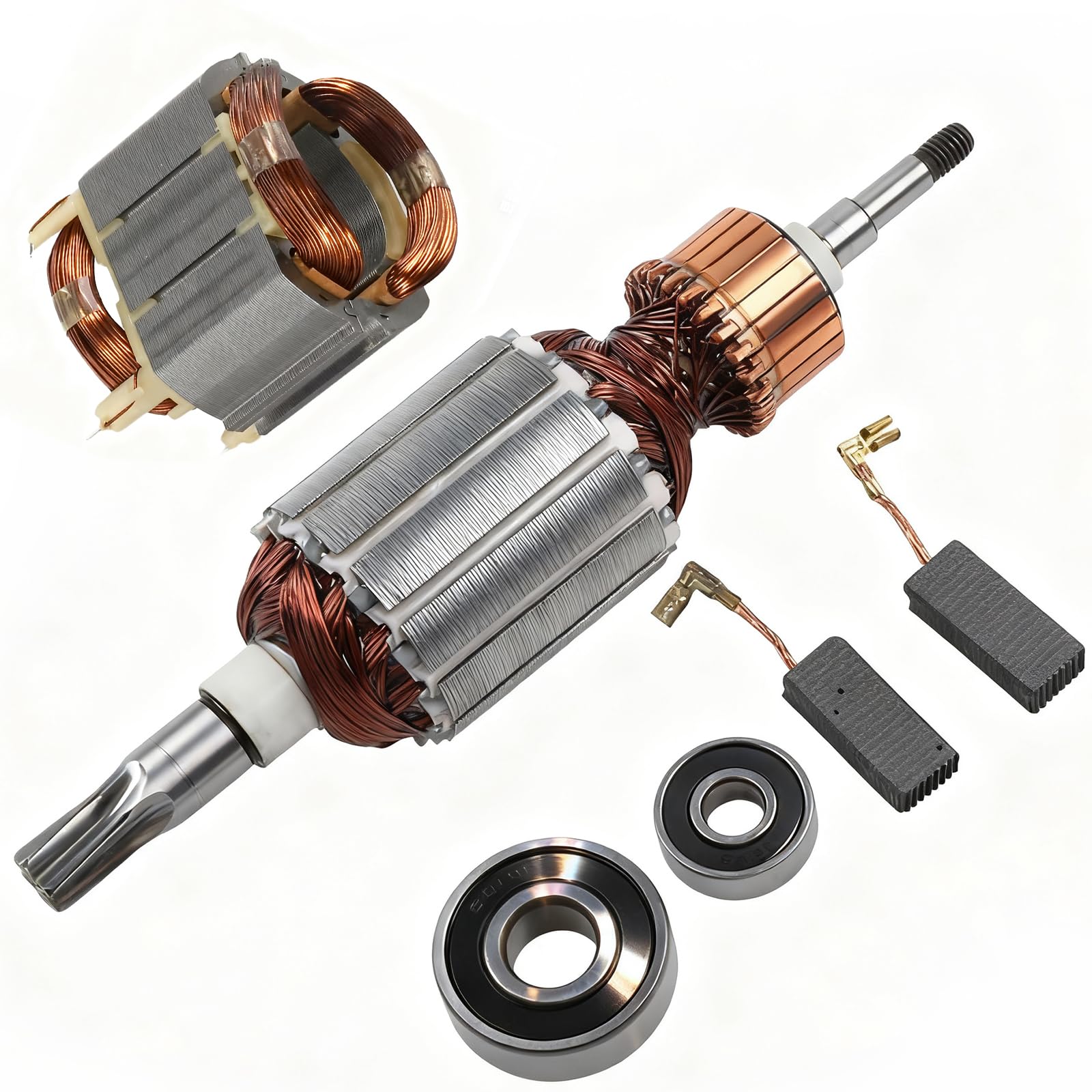 Ensemble Rotor Stator,kit de Montage de Brosse de Carbone, Rotor D'armature pour Marteau Electrique,Compatible avec Makita,pour HR4001C HR4010C HR4011C HR4001CX