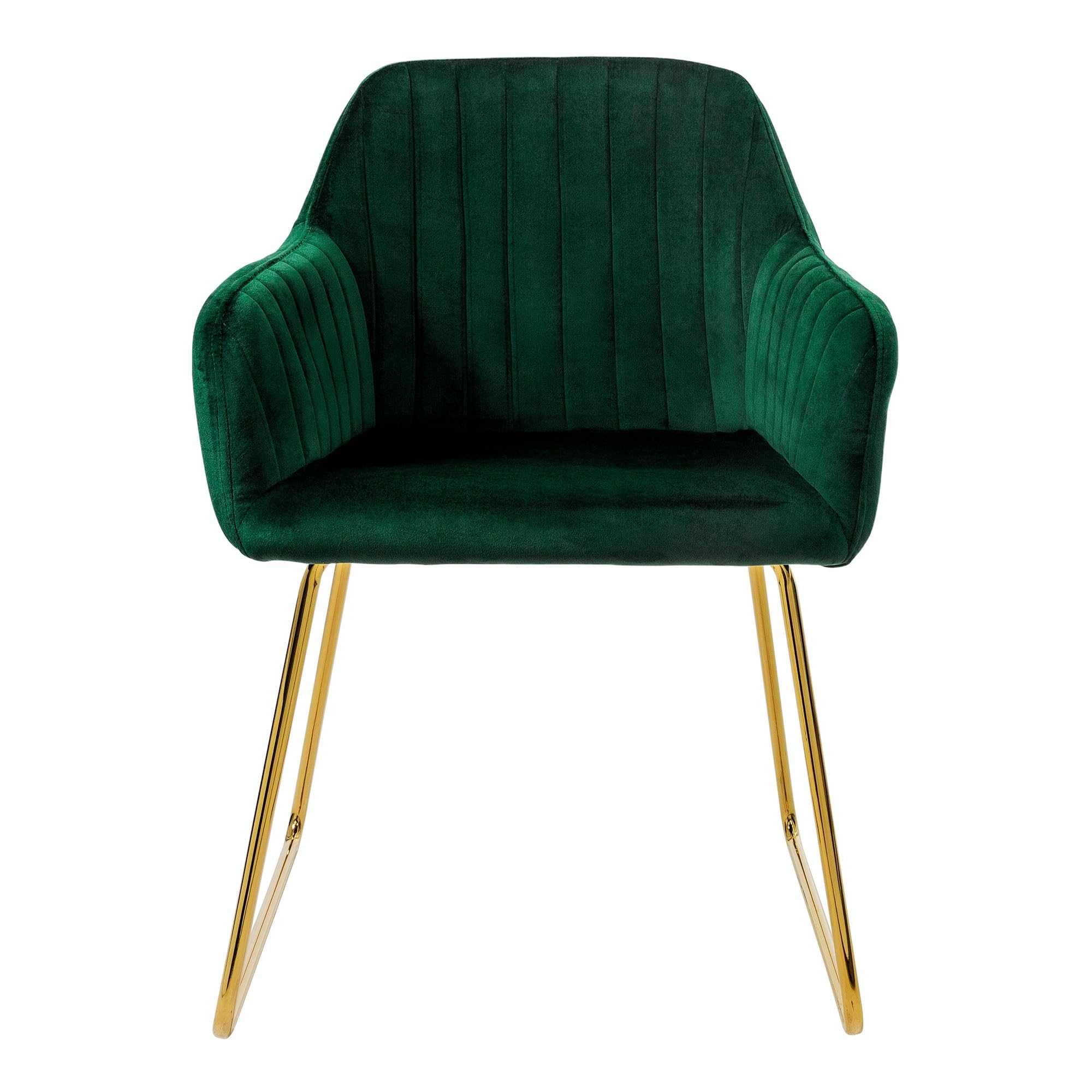 ML-Design Juego de 2X Sillas de Comedor Verdes Asiento Ergonómico Acolchado Tapizado de Terciopelo, Patas de Metal Dorado Sillón de Diseño Moderno para Mesa de Salón Escritorio Dormitorio o Cocina