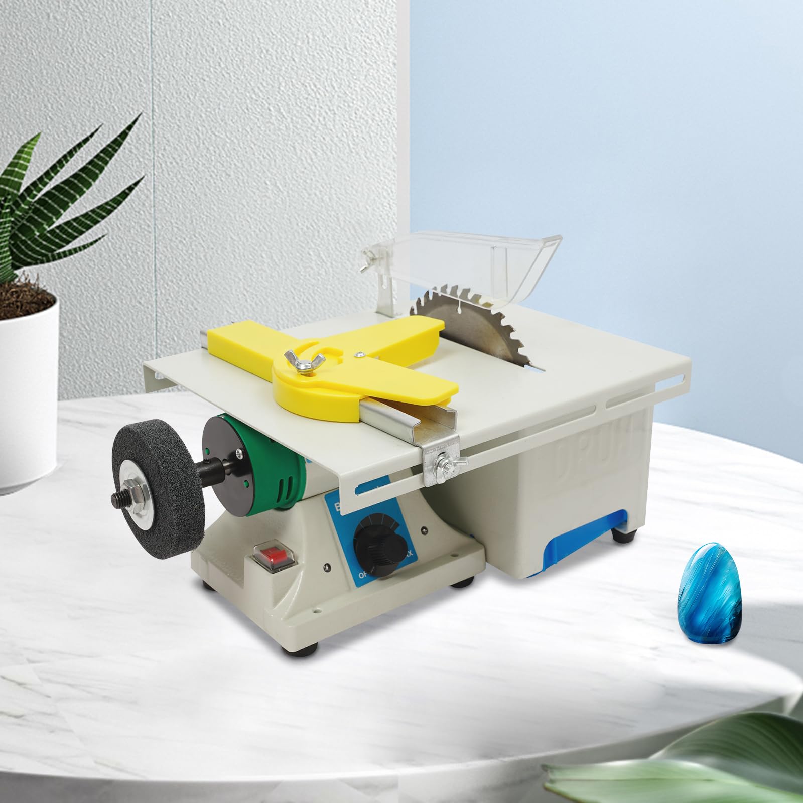 5-in-1 Mini Tischkreissäge, 800-10000RPM Edelstein-Polierschleifmaschine, Multifunktionale Schleifmaschine mit Flexibler Welle, Tischschleifmaschine für Polieren, Schneiden, Polieren, Schleifen