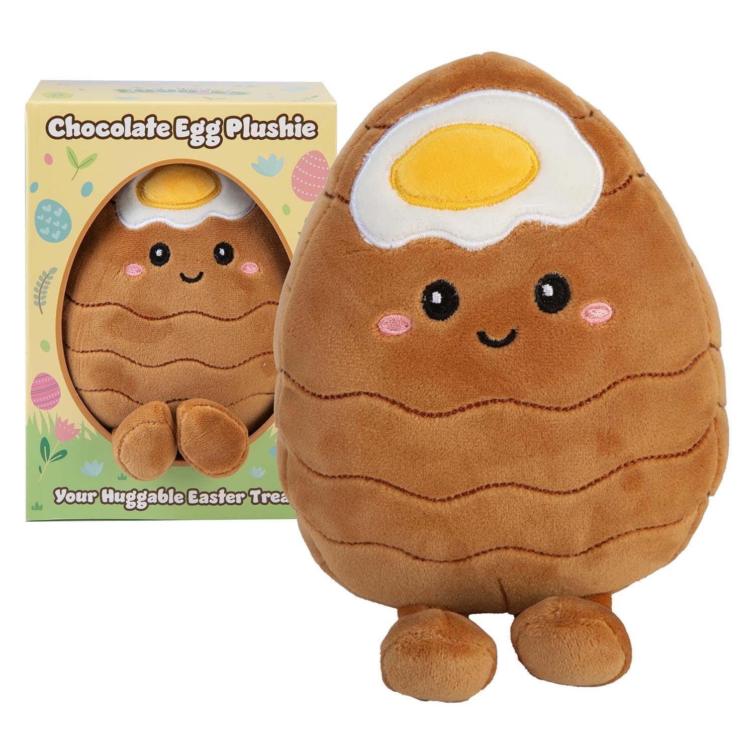 VFM e-Store - Easter Egg Soft Toy In Gift Box Plush Gift Egg Hunt Prize - 19cm X 14cm Chocolate Creme Egg X 1